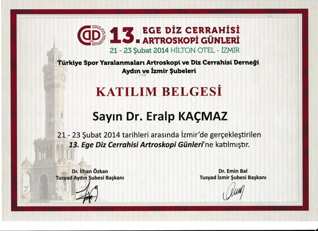 13. ege diz cerrahisi artroskopi gunleri